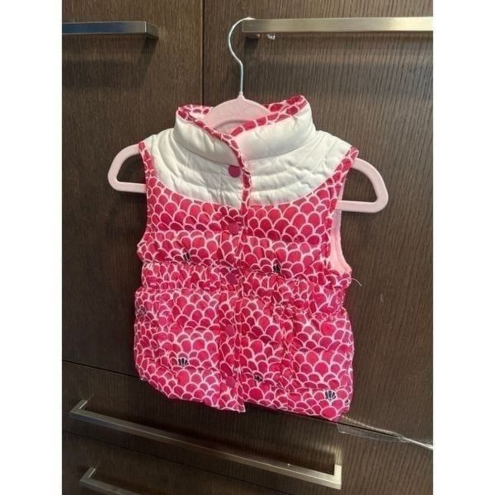 Lilly Pulitzer girls vest  pink & white with shells down sleevless jacket new 2T